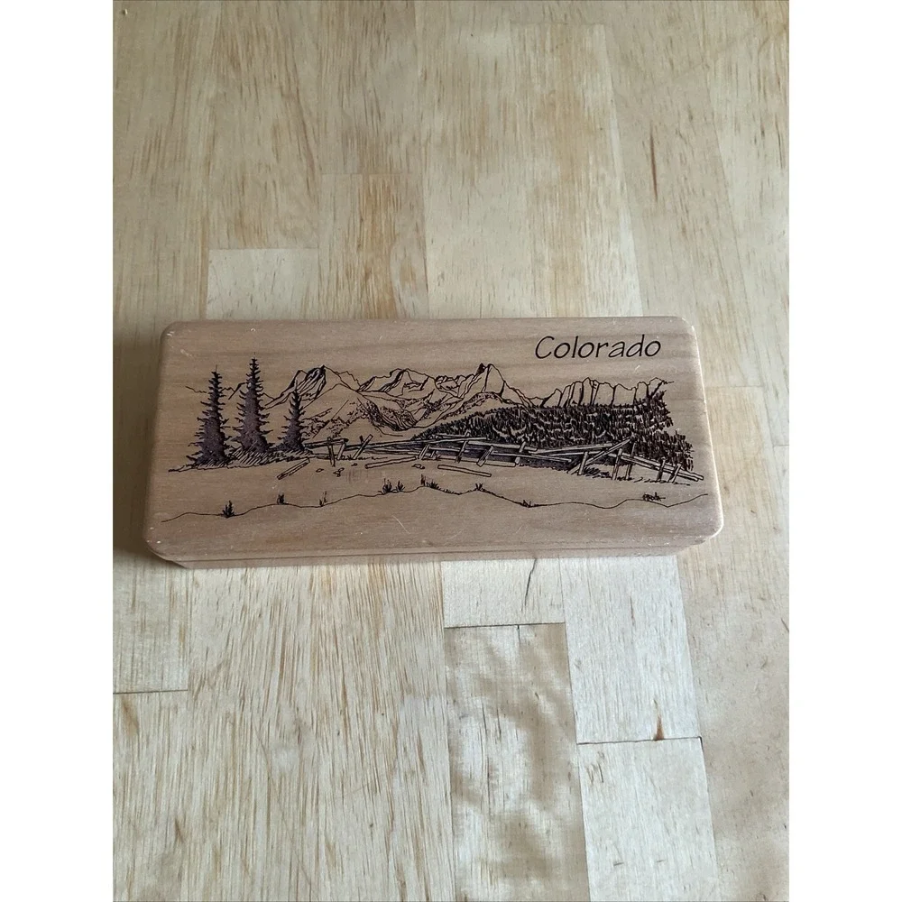Colorado Mountain Souvenir Wooden Ballpoint‎ Pen and Engraved Wood Case Set